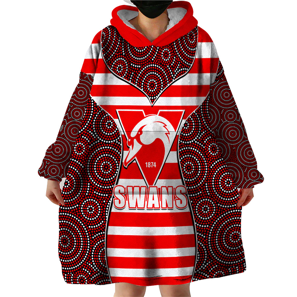 AFL - Swans Wearable Blanket Hoodie Mix Dot Aboriginal - Vibe Hoodie Shop