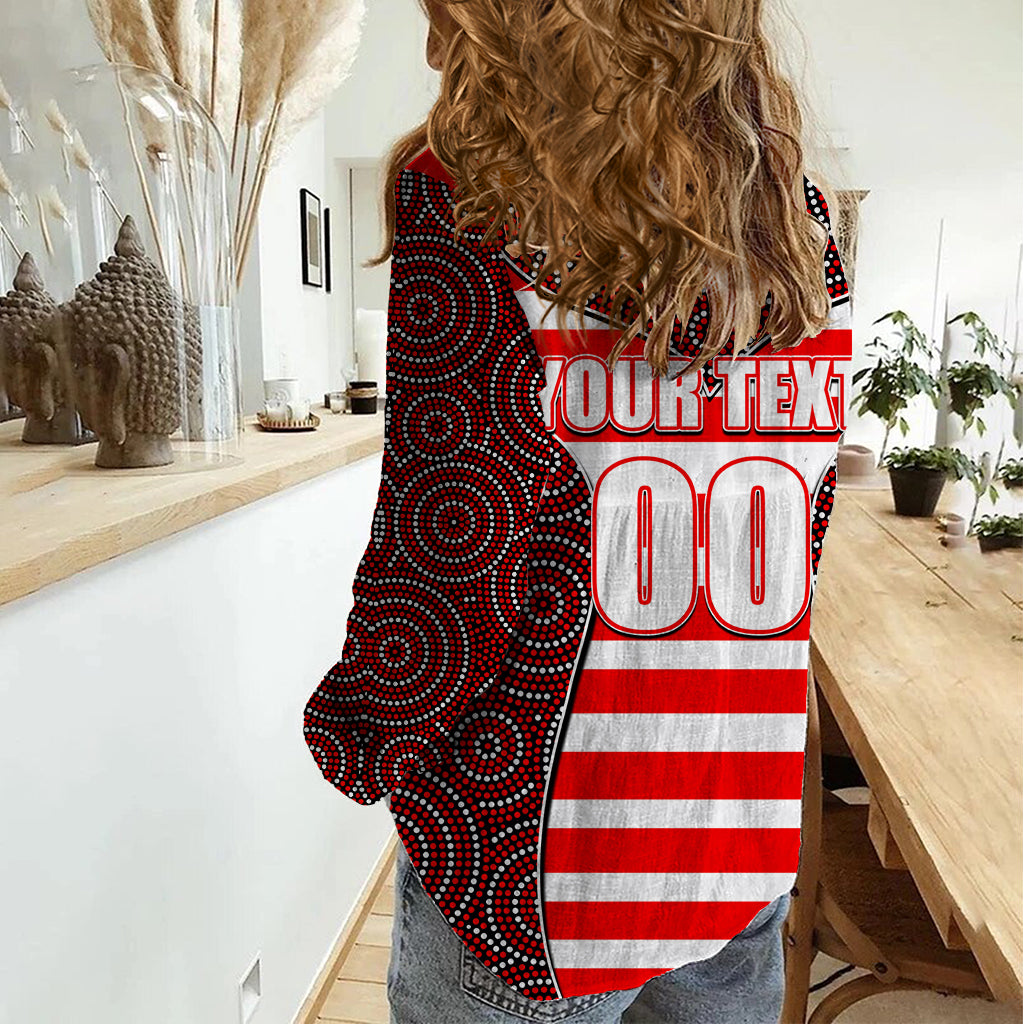 AFL - Swans Women Casual Shirt Mix Dot Aboriginal - Vibe Hoodie Shop