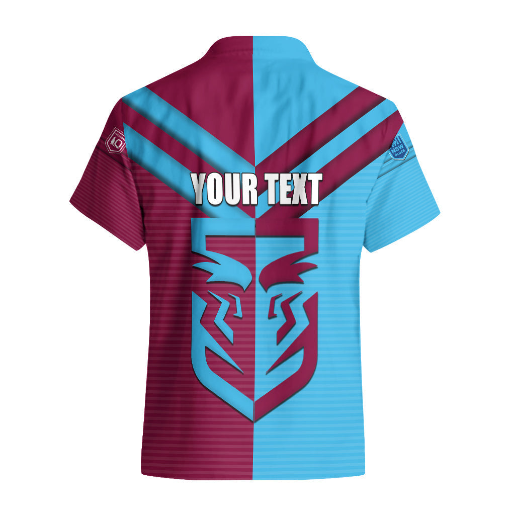 Custom NSW Blues Vs QLD Maroon Rugby Hawaiian Shirt - Vibe Hoodie Shop