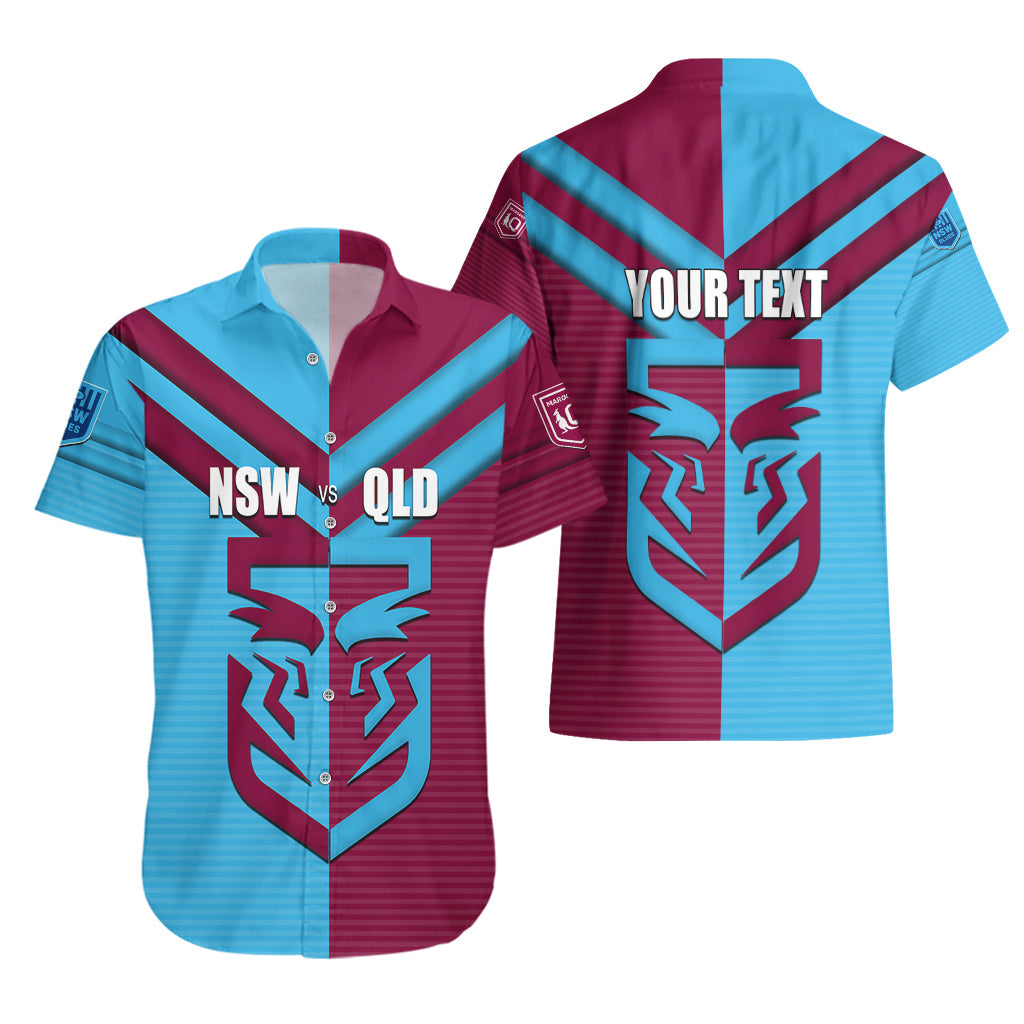 Custom NSW Blues Vs QLD Maroon Rugby Hawaiian Shirt - Vibe Hoodie Shop