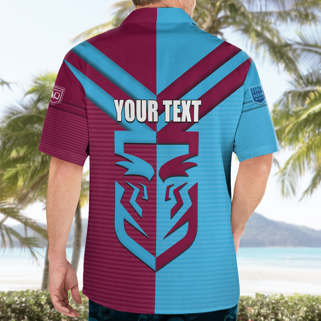 Custom NSW Blues Vs QLD Maroon Rugby Hawaiian Shirt - Vibe Hoodie Shop