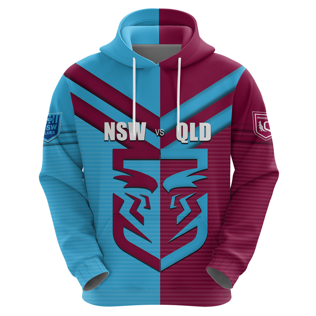 Custom NSW Blues Vs QLD Maroon Rugby Hoodie LT6 - Vibe Hoodie Shop