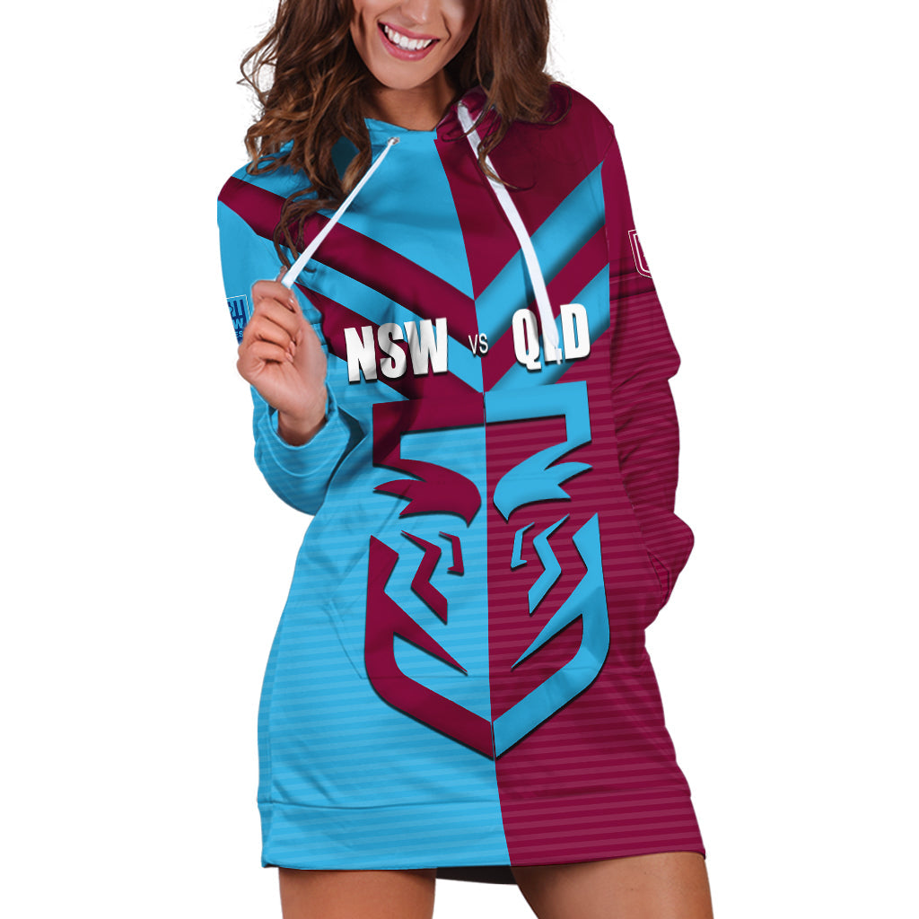 Custom NSW Blues Vs QLD Maroon Rugby Hoodie Dress - Vibe Hoodie Shop