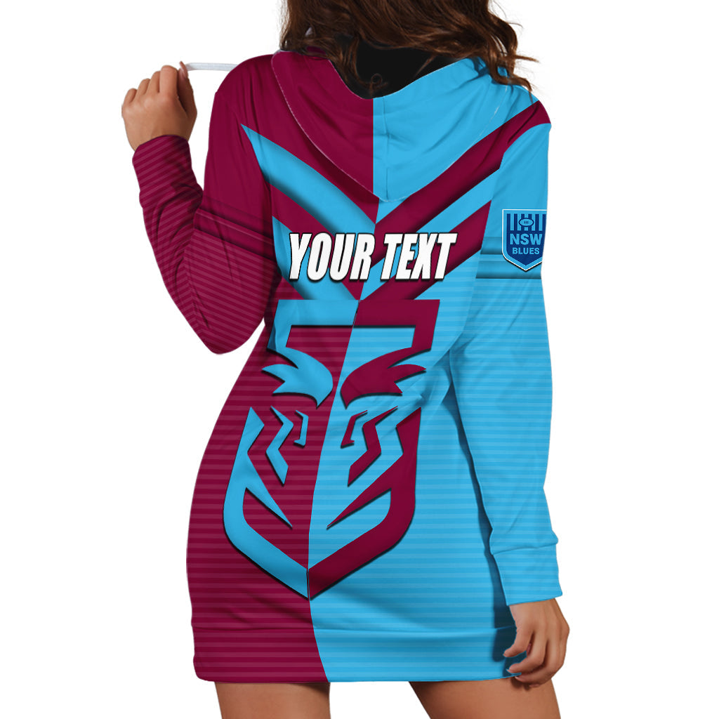Custom NSW Blues Vs QLD Maroon Rugby Hoodie Dress - Vibe Hoodie Shop