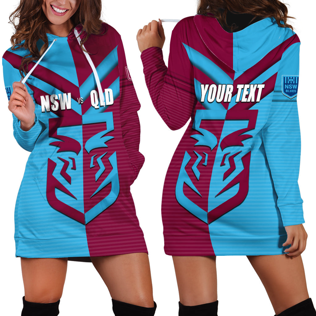 Custom NSW Blues Vs QLD Maroon Rugby Hoodie Dress - Vibe Hoodie Shop