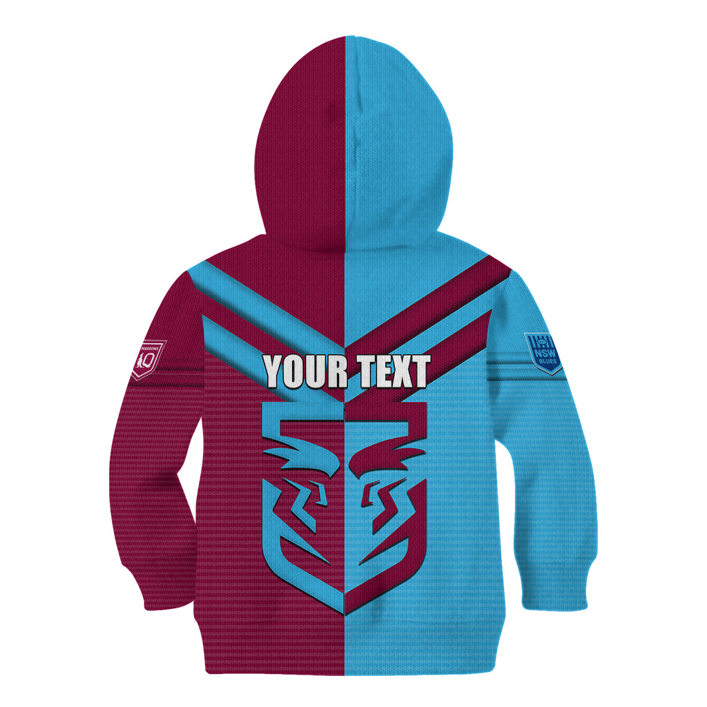 Custom NSW Blues Vs QLD Maroon Rugby Kid Hoodie - Vibe Hoodie Shop