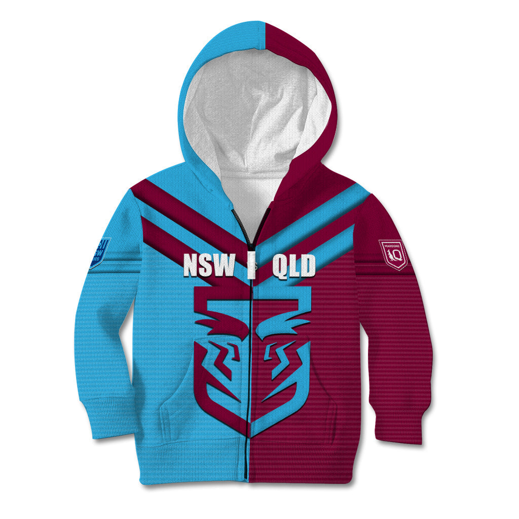 Custom NSW Blues Vs QLD Maroon Rugby Kid Hoodie - Vibe Hoodie Shop