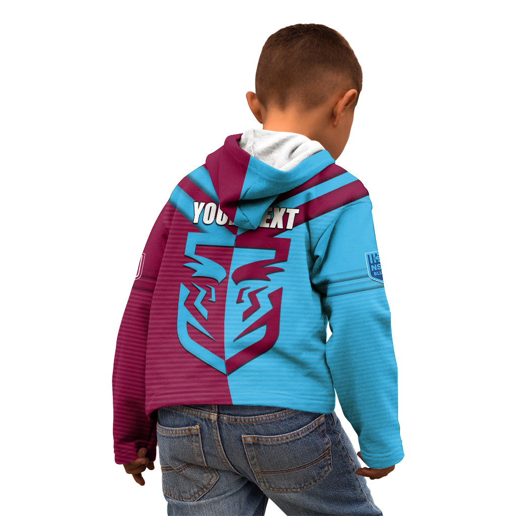 Custom NSW Blues Vs QLD Maroon Rugby Kid Hoodie - Vibe Hoodie Shop