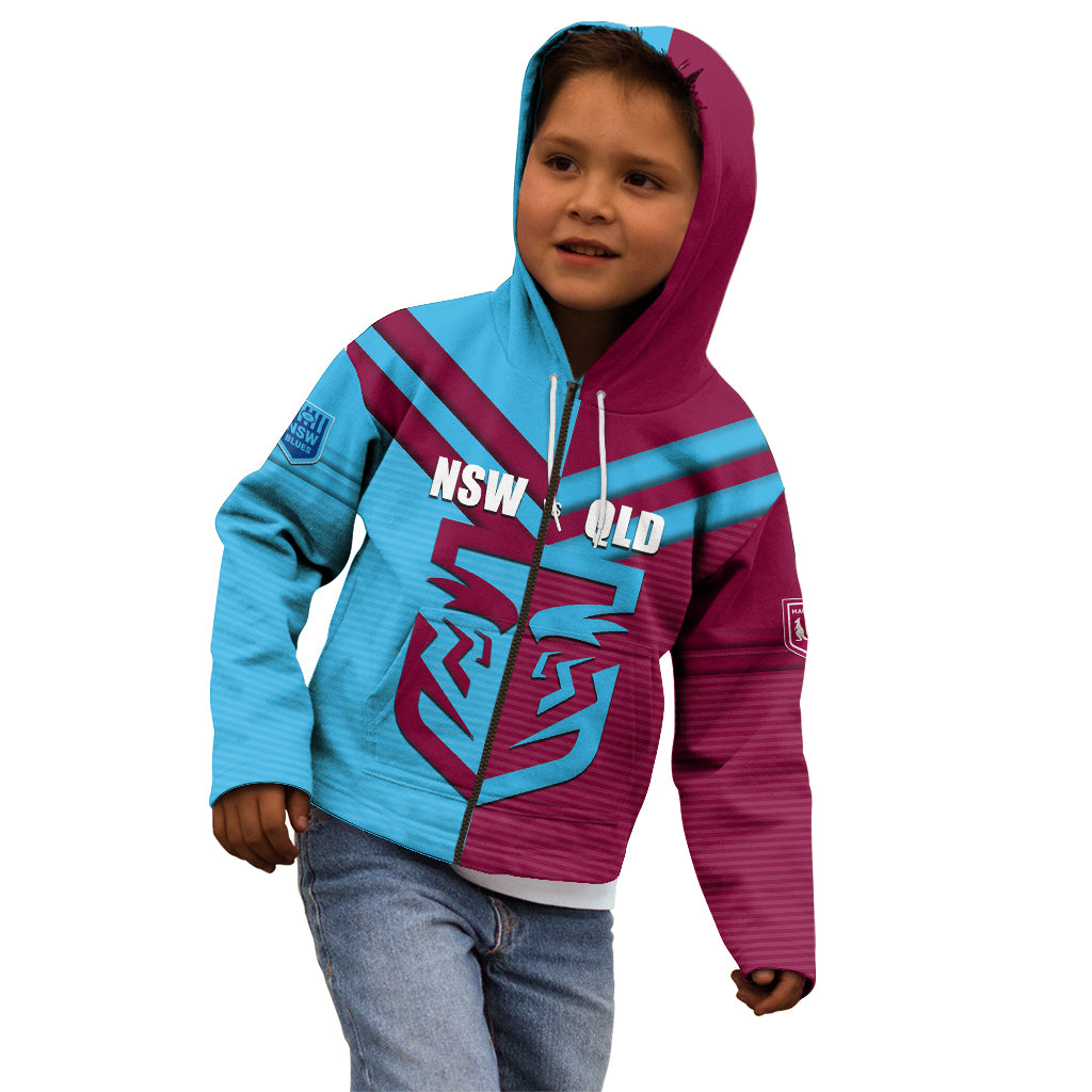 Custom NSW Blues Vs QLD Maroon Rugby Kid Hoodie - Vibe Hoodie Shop