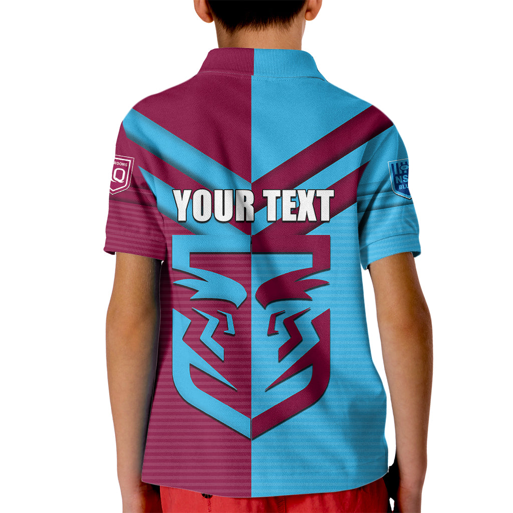 Custom NSW Blues Vs QLD Maroon Rugby Kid Polo Shirt - Vibe Hoodie Shop