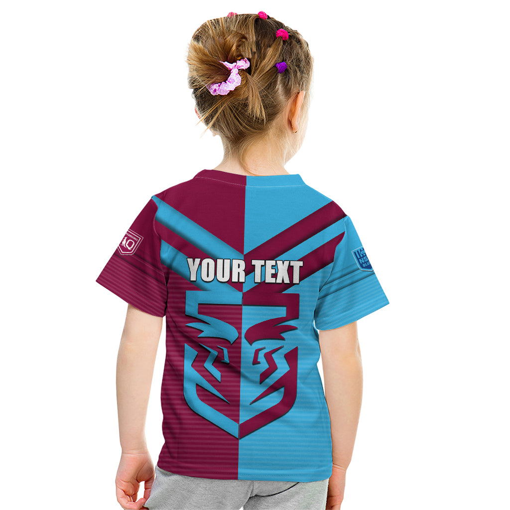 Custom NSW Blues Vs QLD Maroon Rugby Kid T Shirt - Vibe Hoodie Shop
