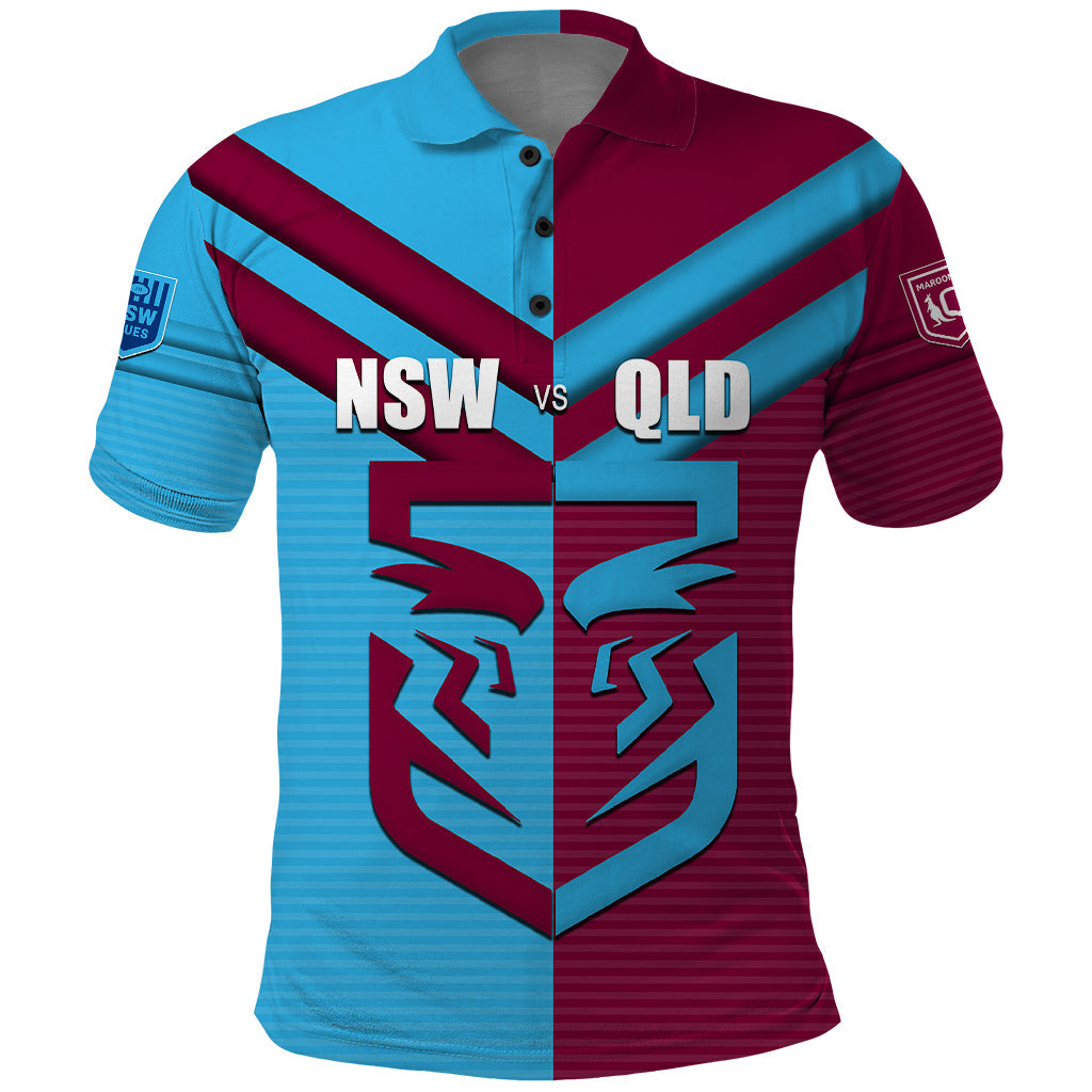 Custom NSW Blues Vs QLD Maroon Rugby Polo Shirt - Vibe Hoodie Shop