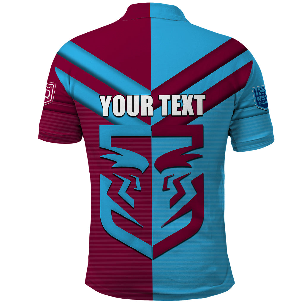 Custom NSW Blues Vs QLD Maroon Rugby Polo Shirt - Vibe Hoodie Shop