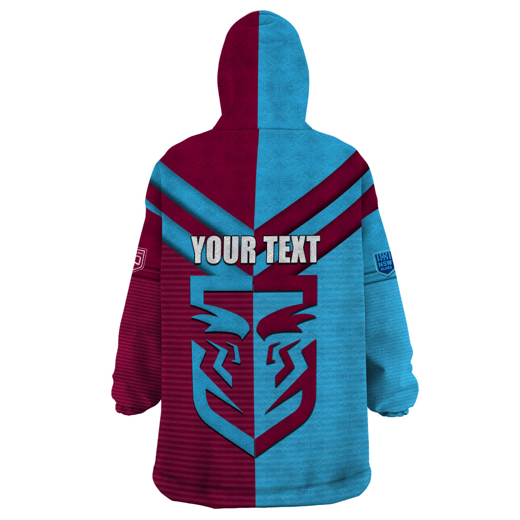 Custom NSW Blues Vs QLD Maroon Rugby Wearable Blanket Hoodie - Vibe Hoodie Shop