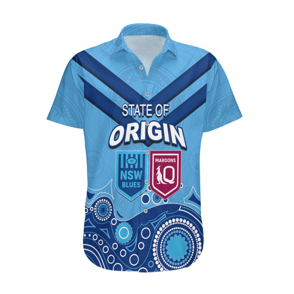 Custom State of Origin NSW Blues Vs QLD Maroon Rugby Hawaiian Shirt Blue Style - Vibe Hoodie Shop