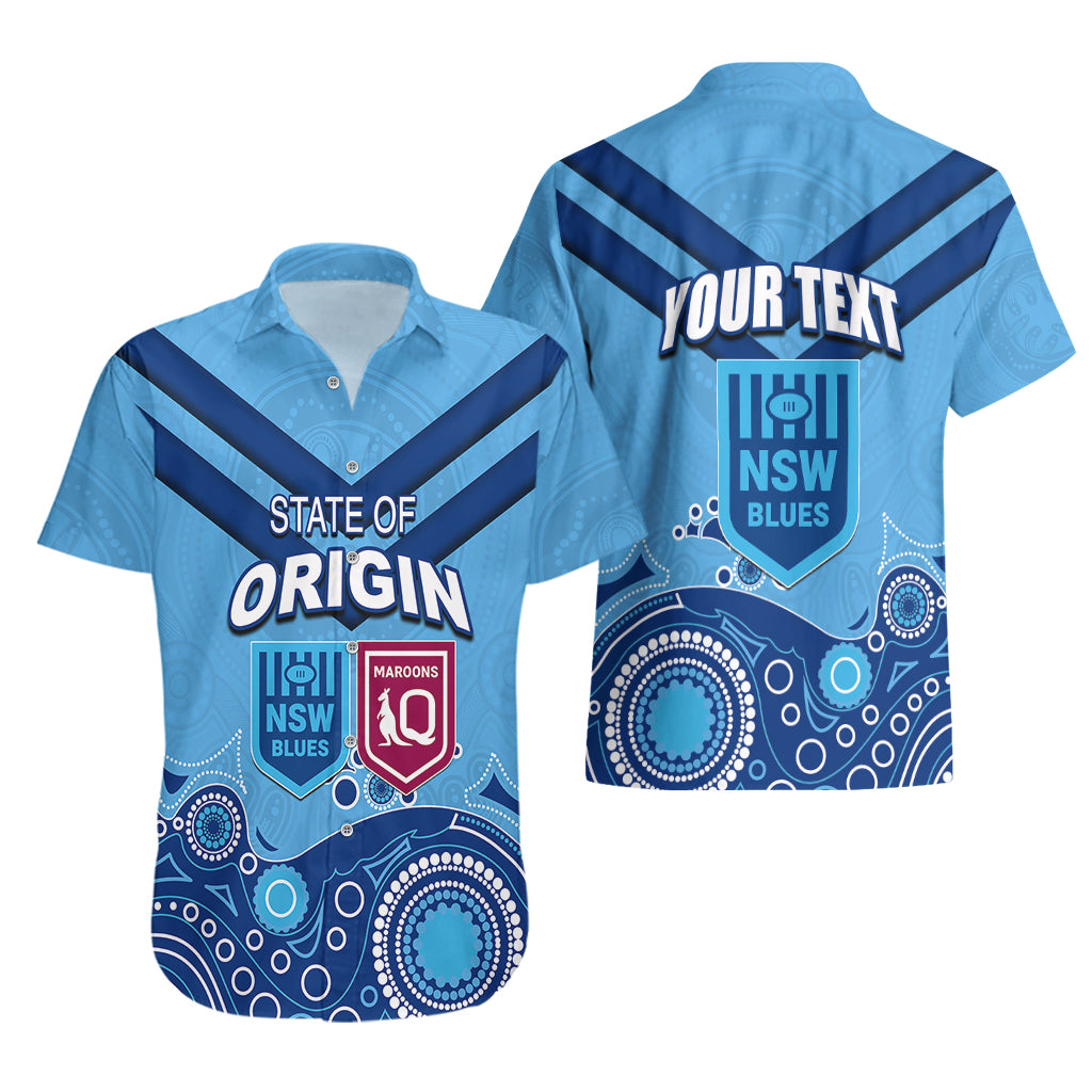 Custom State of Origin NSW Blues Vs QLD Maroon Rugby Hawaiian Shirt Blue Style - Vibe Hoodie Shop