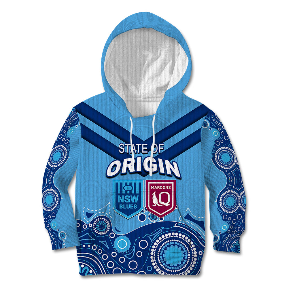 Custom State of Origin NSW Blues Vs QLD Maroon Rugby Kid Hoodie Blue Style - Vibe Hoodie Shop