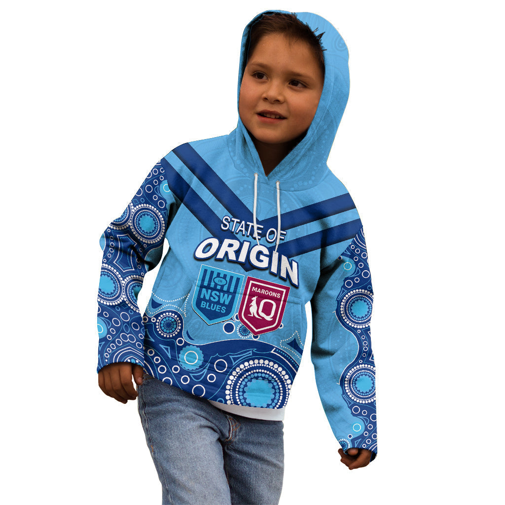Custom State of Origin NSW Blues Vs QLD Maroon Rugby Kid Hoodie Blue Style - Vibe Hoodie Shop