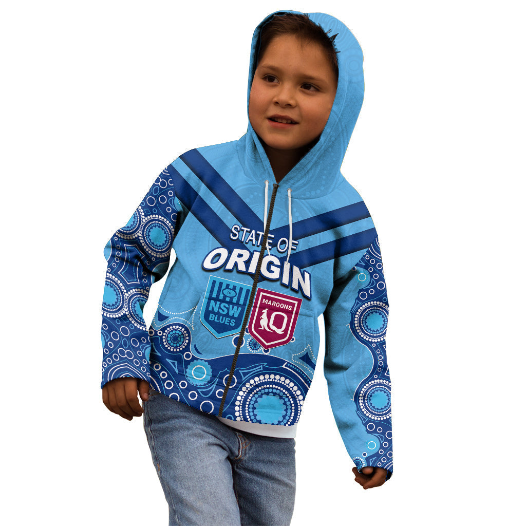 Custom State of Origin NSW Blues Vs QLD Maroon Rugby Kid Hoodie Blue Style - Vibe Hoodie Shop