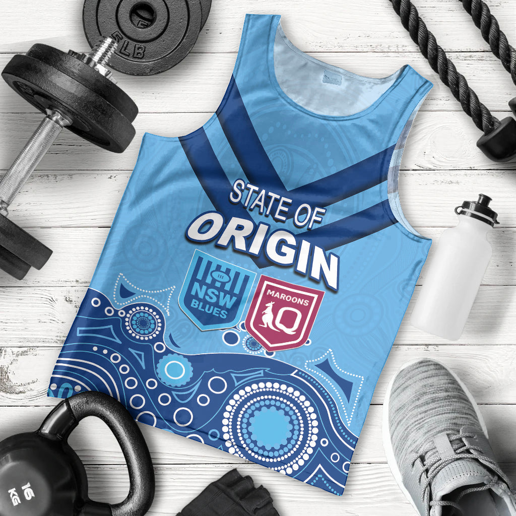 Custom State of Origin NSW Blues Vs QLD Maroon Rugby Men Tank Top Blue Style - Vibe Hoodie Shop