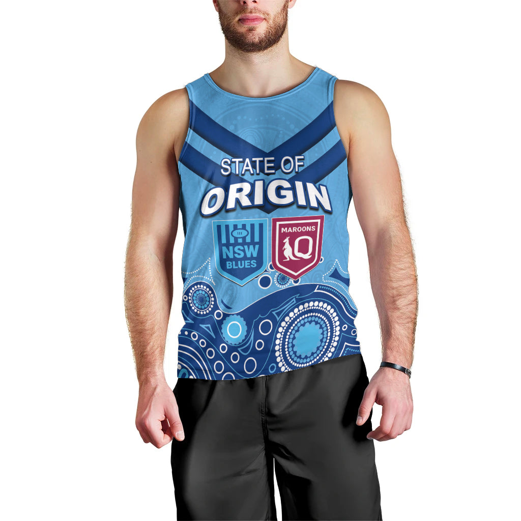 Custom State of Origin NSW Blues Vs QLD Maroon Rugby Men Tank Top Blue Style - Vibe Hoodie Shop