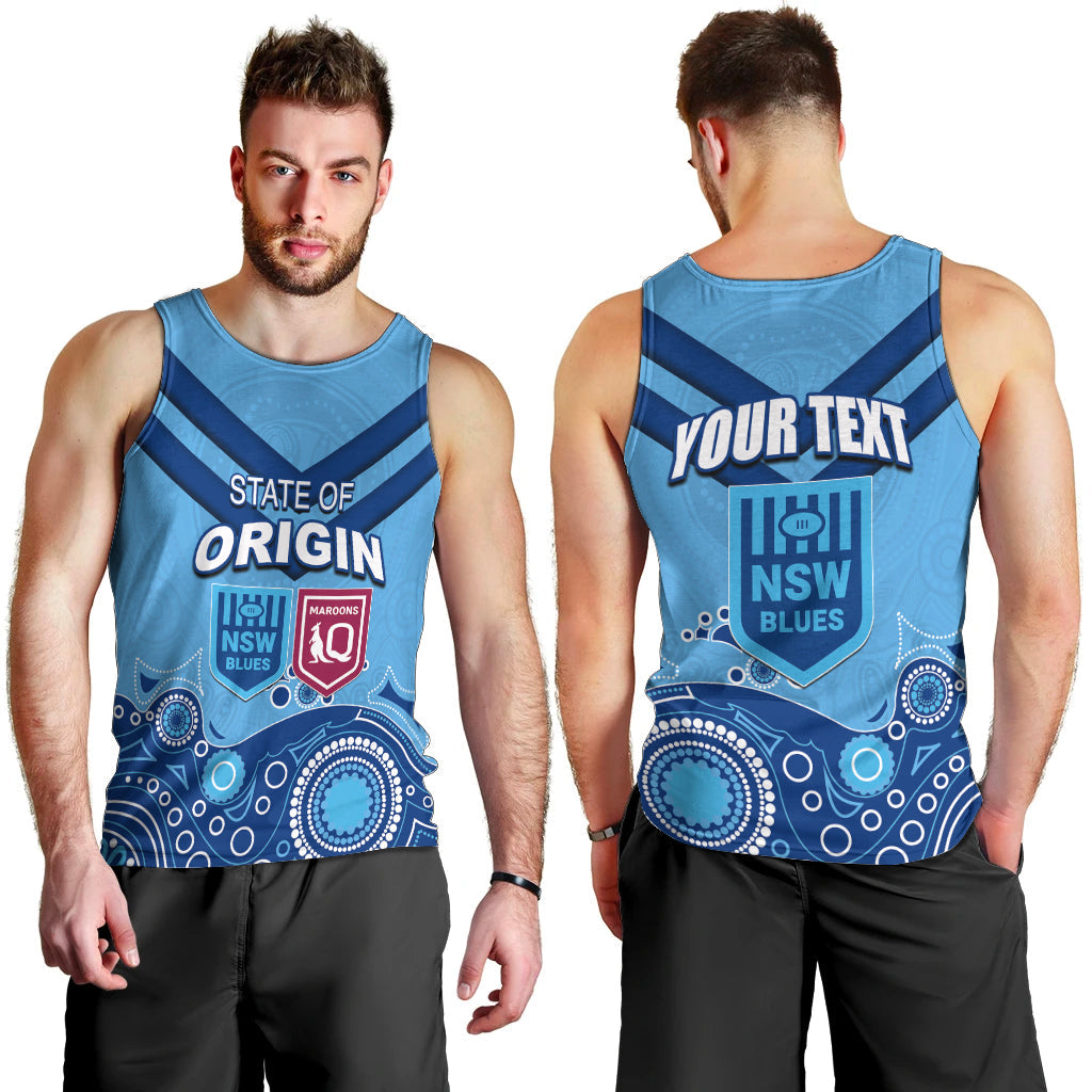 Custom State of Origin NSW Blues Vs QLD Maroon Rugby Men Tank Top Blue Style - Vibe Hoodie Shop