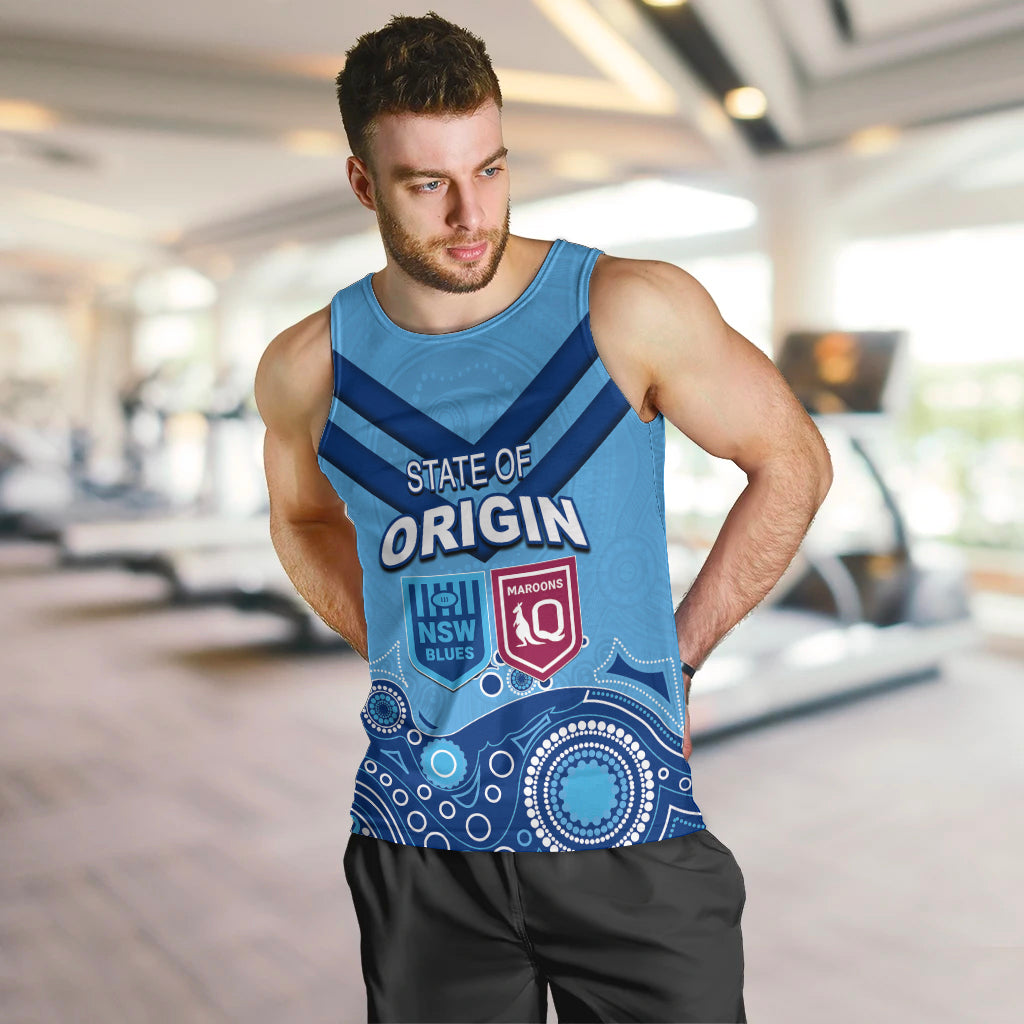 Custom State of Origin NSW Blues Vs QLD Maroon Rugby Men Tank Top Blue Style - Vibe Hoodie Shop
