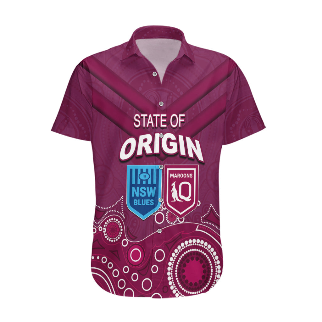 Custom State of Origin NSW Blues Vs QLD Maroon Rugby Hawaiian Shirt Maroon Style - Vibe Hoodie Shop