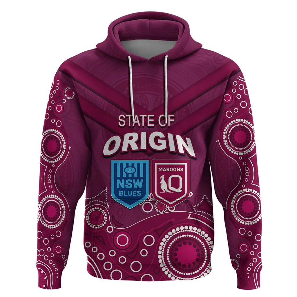Custom State of Origin NSW Blues Vs QLD Maroon Rugby Hoodie Maroon Style LT6 - Vibe Hoodie Shop