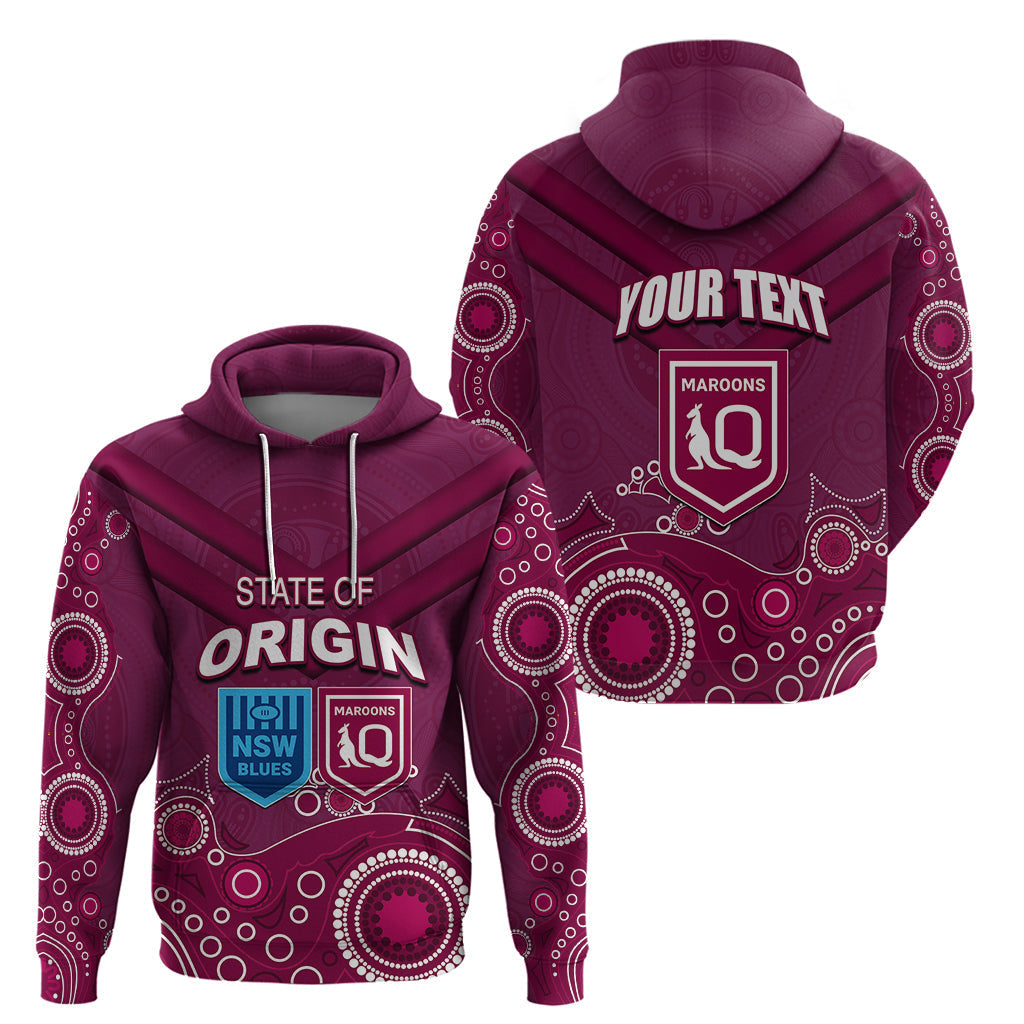 Custom State of Origin NSW Blues Vs QLD Maroon Rugby Hoodie Maroon Style LT6 - Vibe Hoodie Shop