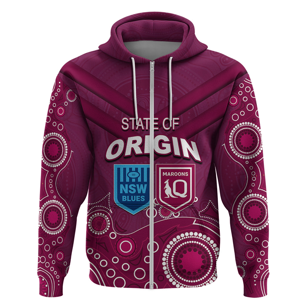 Custom State of Origin NSW Blues Vs QLD Maroon Rugby Hoodie Maroon Style LT6 - Vibe Hoodie Shop
