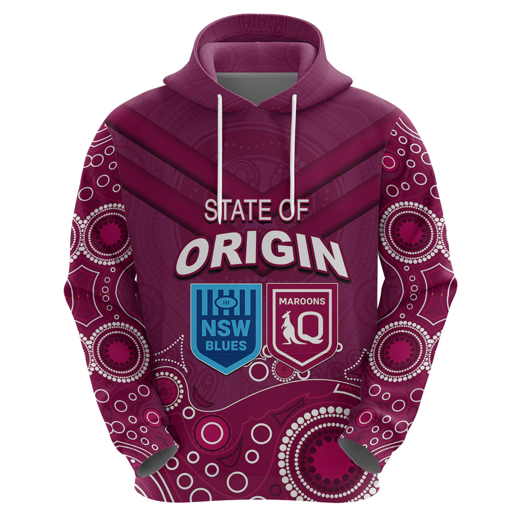 Custom State of Origin NSW Blues Vs QLD Maroon Rugby Hoodie Maroon Style LT6 - Vibe Hoodie Shop