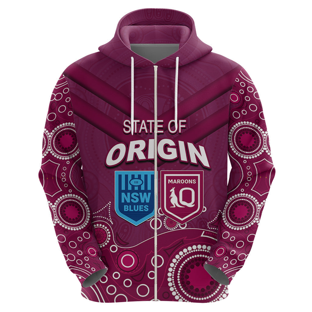Custom State of Origin NSW Blues Vs QLD Maroon Rugby Hoodie Maroon Style LT6 - Vibe Hoodie Shop