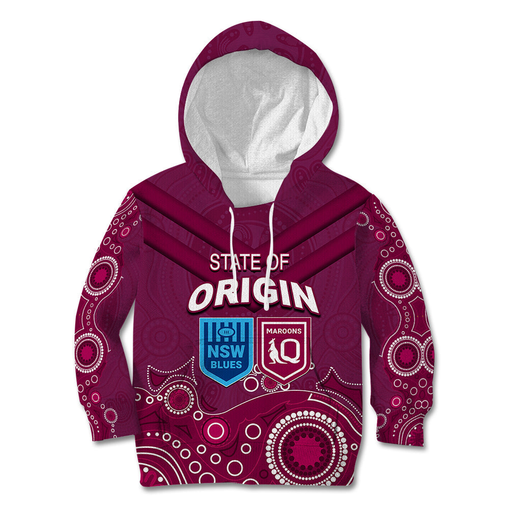 Custom State of Origin NSW Blues Vs QLD Maroon Rugby Kid Hoodie Maroon Style - Vibe Hoodie Shop