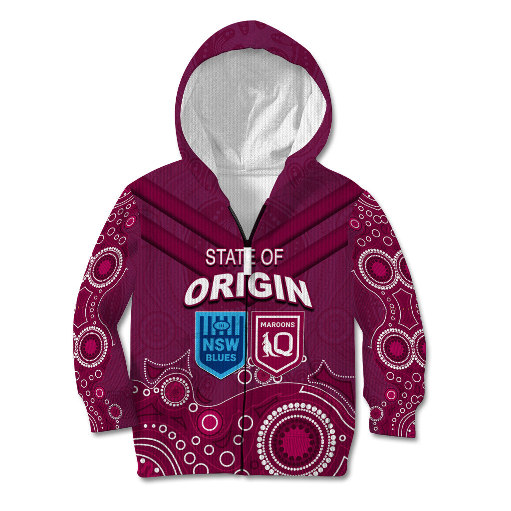 Custom State of Origin NSW Blues Vs QLD Maroon Rugby Kid Hoodie Maroon Style - Vibe Hoodie Shop