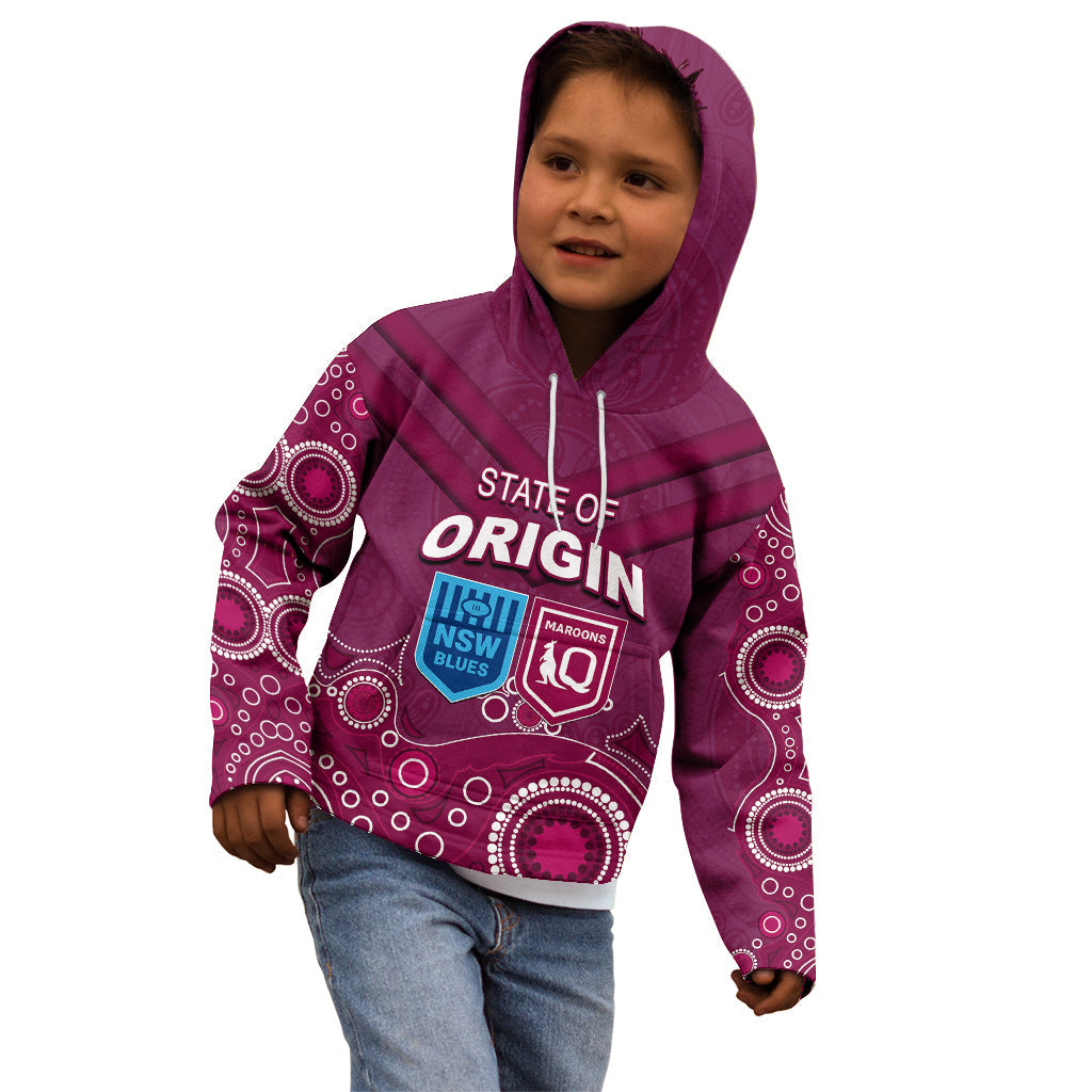 Custom State of Origin NSW Blues Vs QLD Maroon Rugby Kid Hoodie Maroon Style - Vibe Hoodie Shop