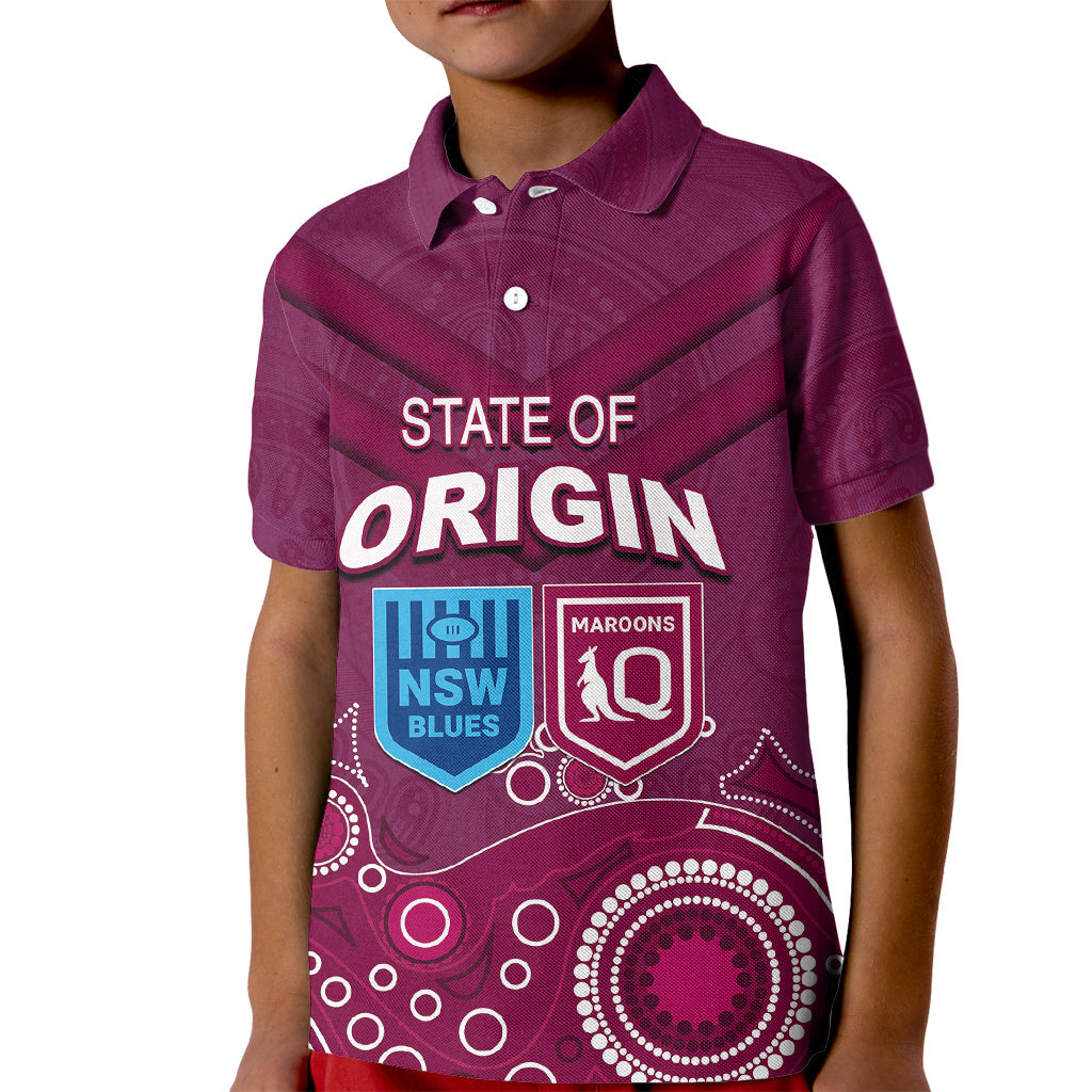 Custom State of Origin NSW Blues Vs QLD Maroon Rugby Kid Polo Shirt Maroon Style - Vibe Hoodie Shop