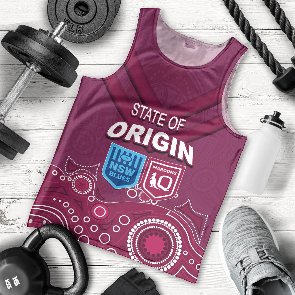Custom State of Origin NSW Blues Vs QLD Maroon Rugby Men Tank Top Maroon Style - Vibe Hoodie Shop