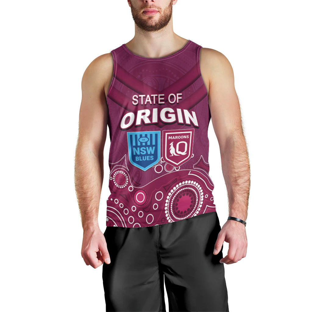 Custom State of Origin NSW Blues Vs QLD Maroon Rugby Men Tank Top Maroon Style - Vibe Hoodie Shop