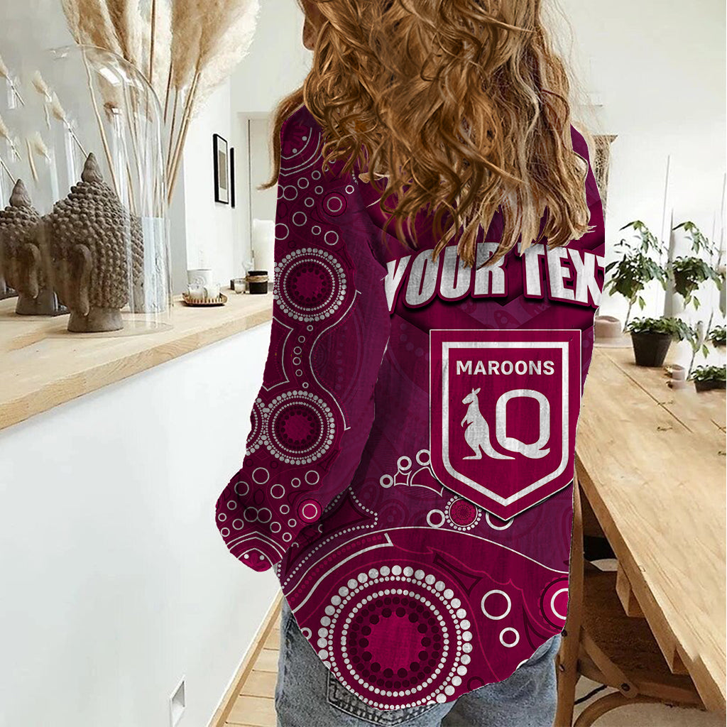 Custom State of Origin NSW Blues Vs QLD Maroon Rugby Women Casual Shirt Maroon Style - Vibe Hoodie Shop