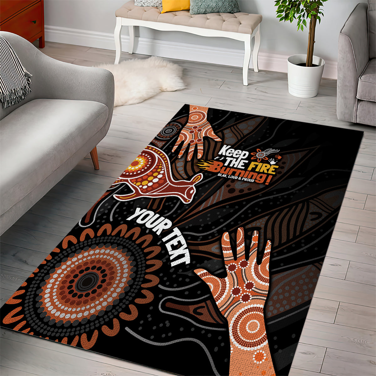 NAIDOC Week 2024 Personalised Area Rug Aboriginal Hand Stencils - Vibe Hoodie Shop