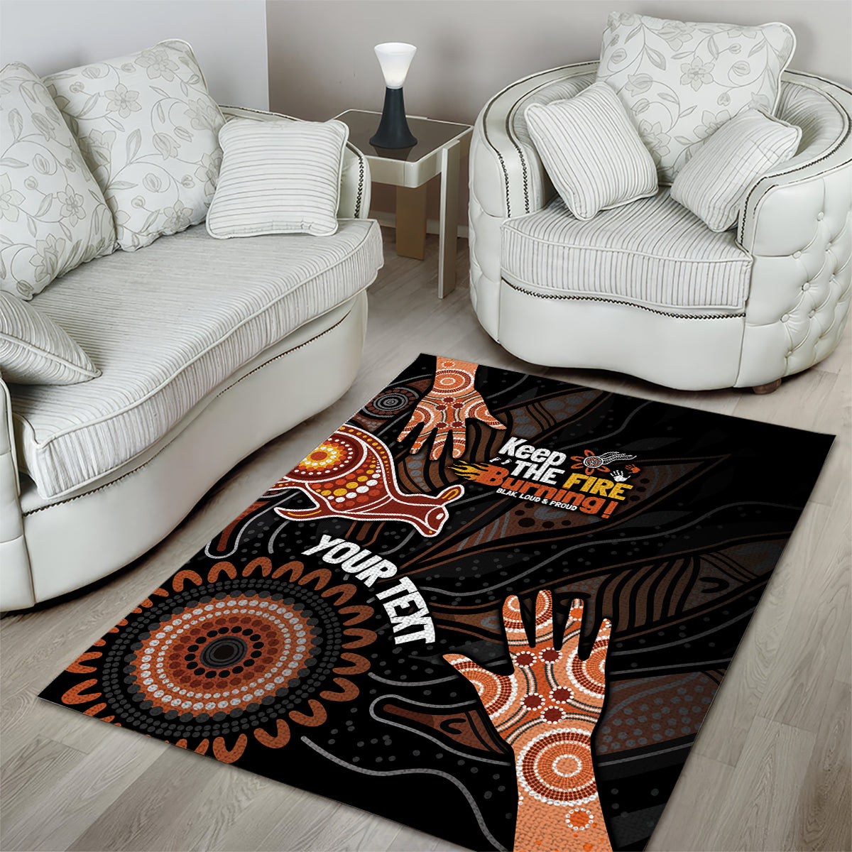 NAIDOC Week 2024 Personalised Area Rug Aboriginal Hand Stencils - Vibe Hoodie Shop