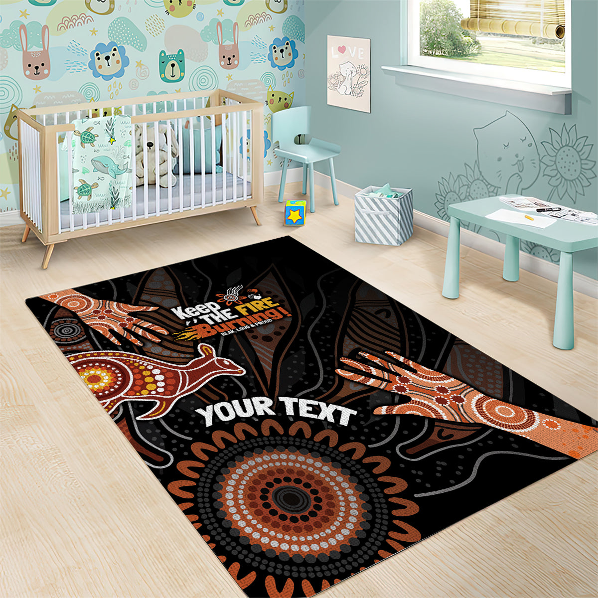 NAIDOC Week 2024 Personalised Area Rug Aboriginal Hand Stencils - Vibe Hoodie Shop