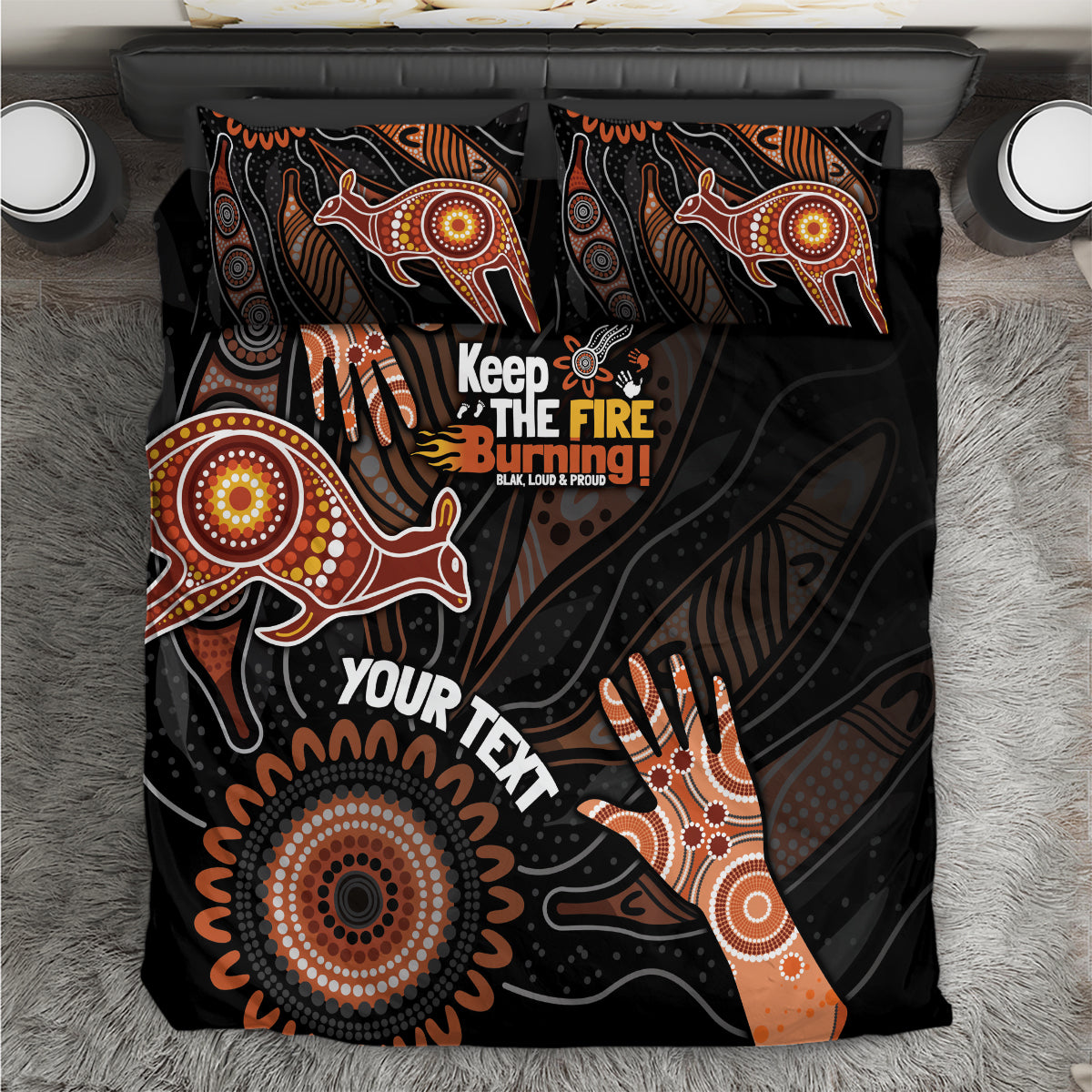NAIDOC Week 2024 Personalised Bedding Set Aboriginal Hand Stencils - Vibe Hoodie Shop