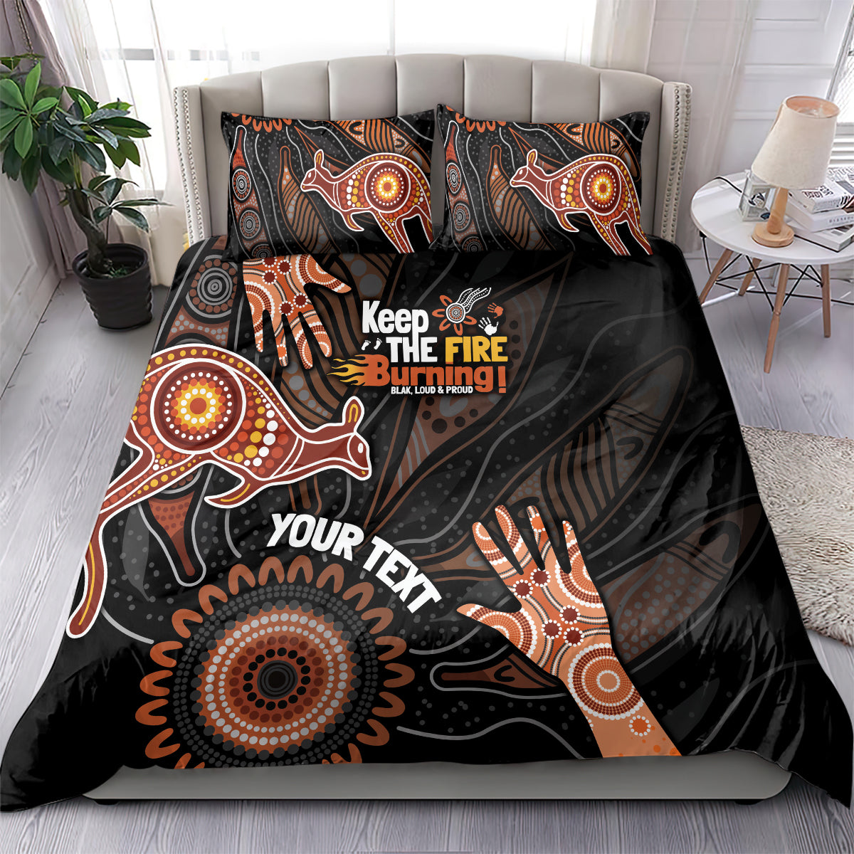 NAIDOC Week 2024 Personalised Bedding Set Aboriginal Hand Stencils - Vibe Hoodie Shop