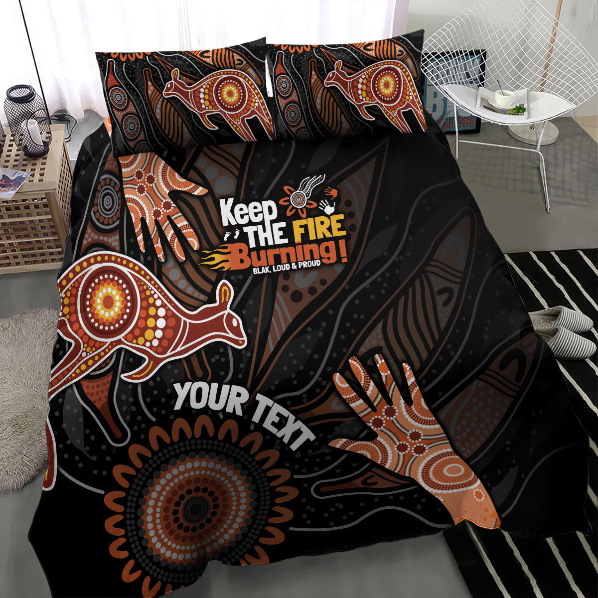 NAIDOC Week 2024 Personalised Bedding Set Aboriginal Hand Stencils - Vibe Hoodie Shop