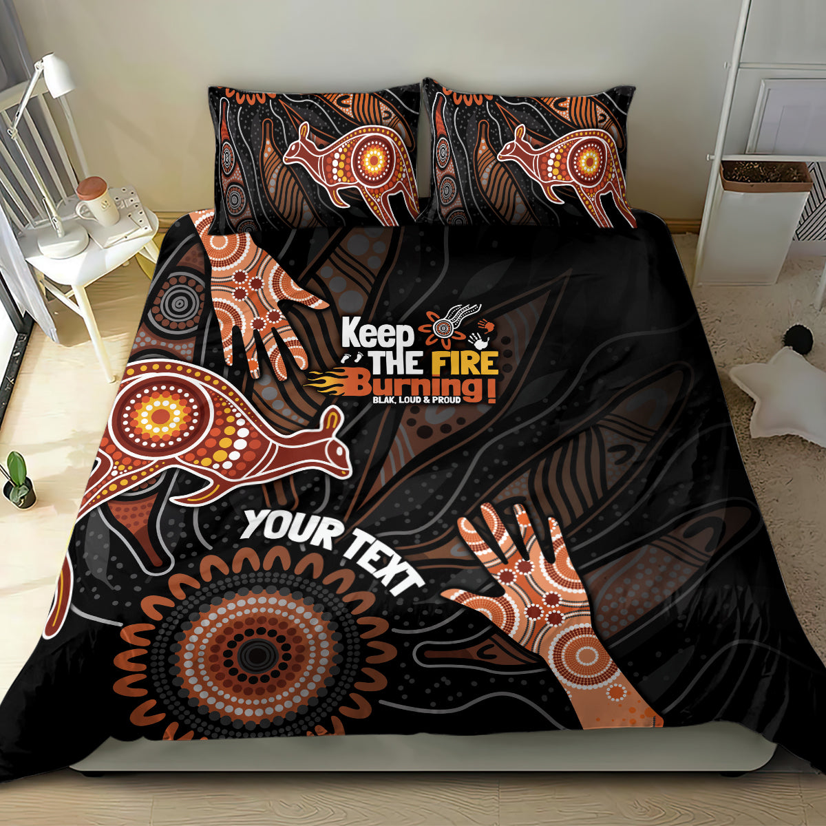 NAIDOC Week 2024 Personalised Bedding Set Aboriginal Hand Stencils - Vibe Hoodie Shop