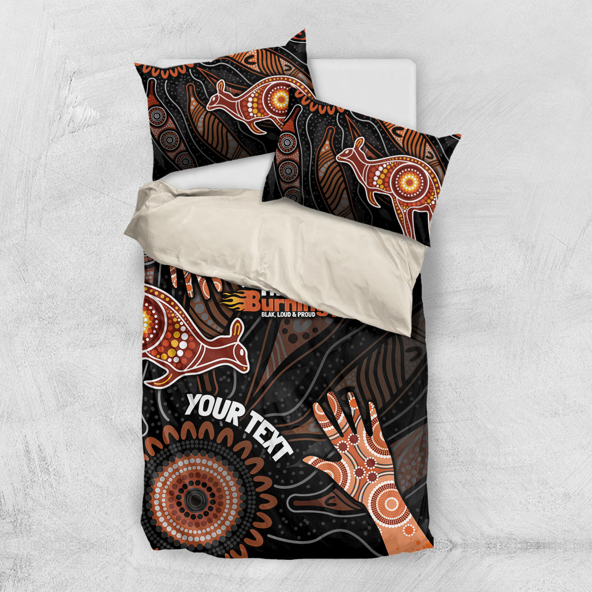 NAIDOC Week 2024 Personalised Bedding Set Aboriginal Hand Stencils - Vibe Hoodie Shop