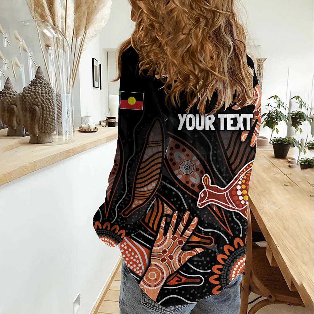 NAIDOC Week 2024 Personalised Women Casual Shirt Aboriginal Hand Stencils - Vibe Hoodie Shop