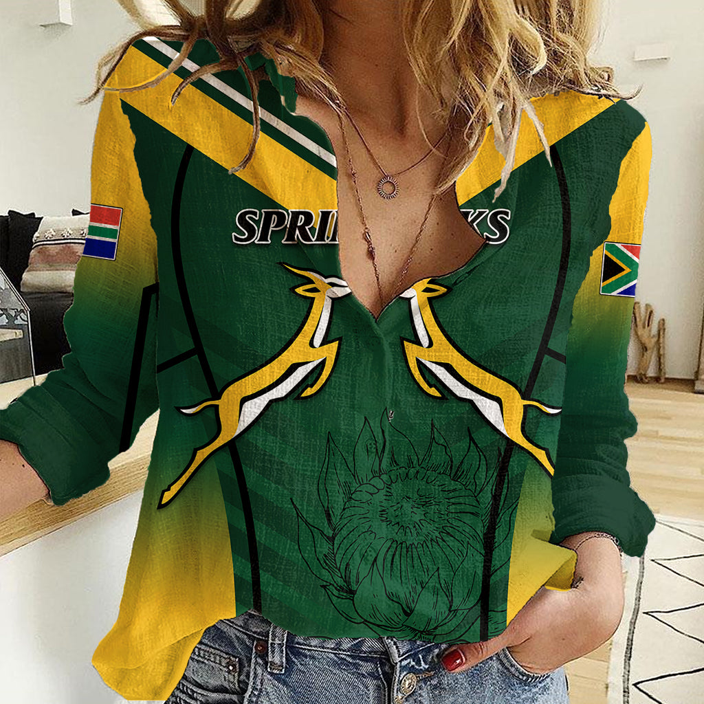 South Africa Rugby 2023 Women Casual Shirt Bokke Champions - Vibe Hoodie Shop